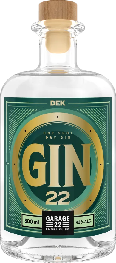 One Shot Dry Gin 22 s vlastní etiketou pro DEK